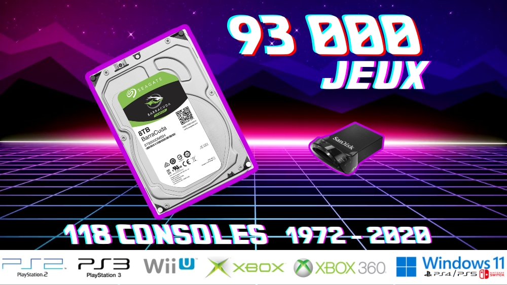 Disque Dur Interne ou USB 8To avec plus de 93 000 Jeux